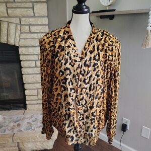 Vintage Maren Chic Leopard Print Button Up/Jacket  for Women XXL